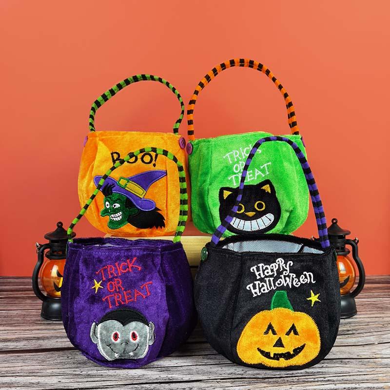 Halloween Loot Party Kids Pumpkin Trick Or Treat Tote Bags Candy Bag Halloween Candy Storage Bucket Portable Gift Basket