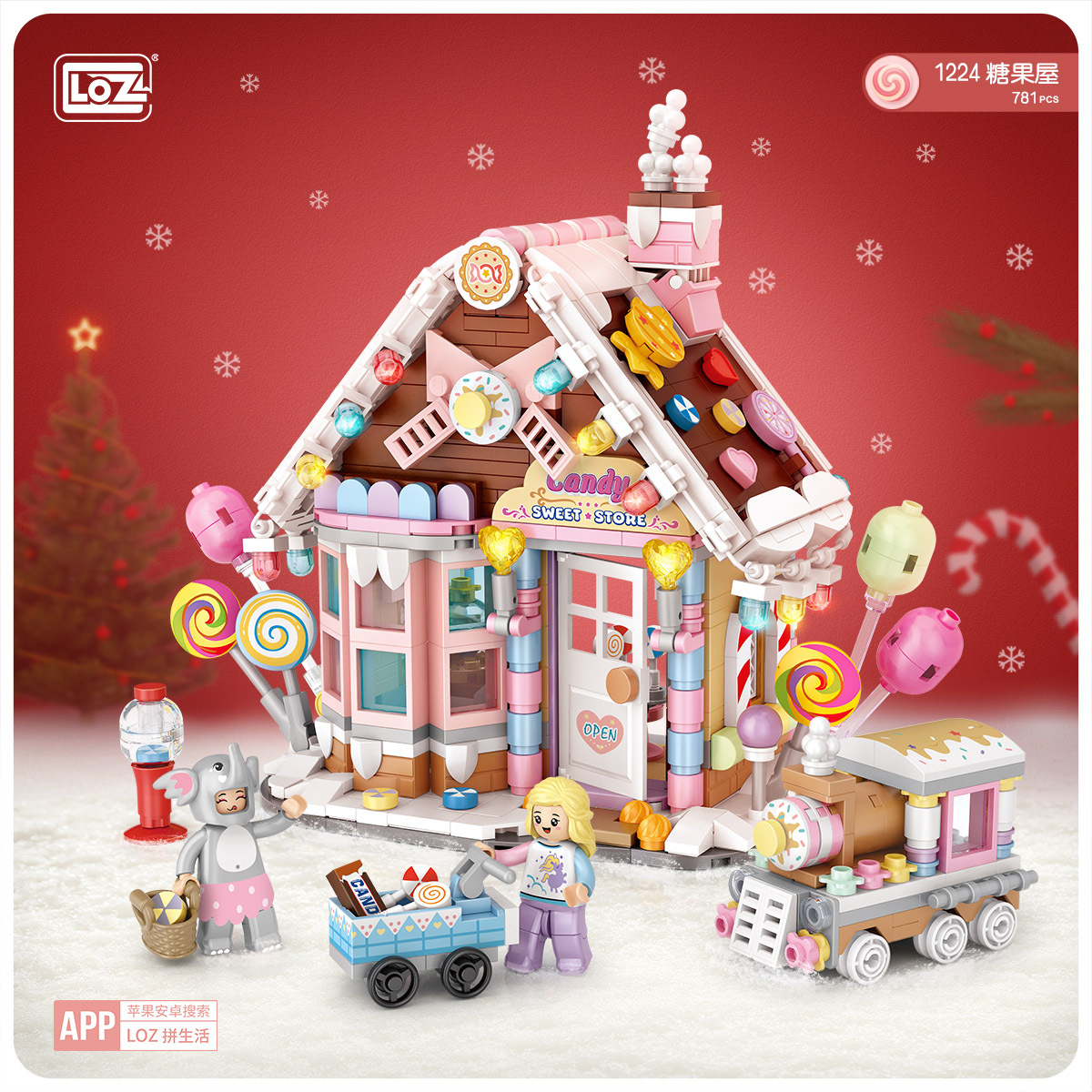 Loz 1223 1224 Architecture joyeux noël maison arbre cerf 3d Mini blocs briques construction jouet pour enfants cadeau