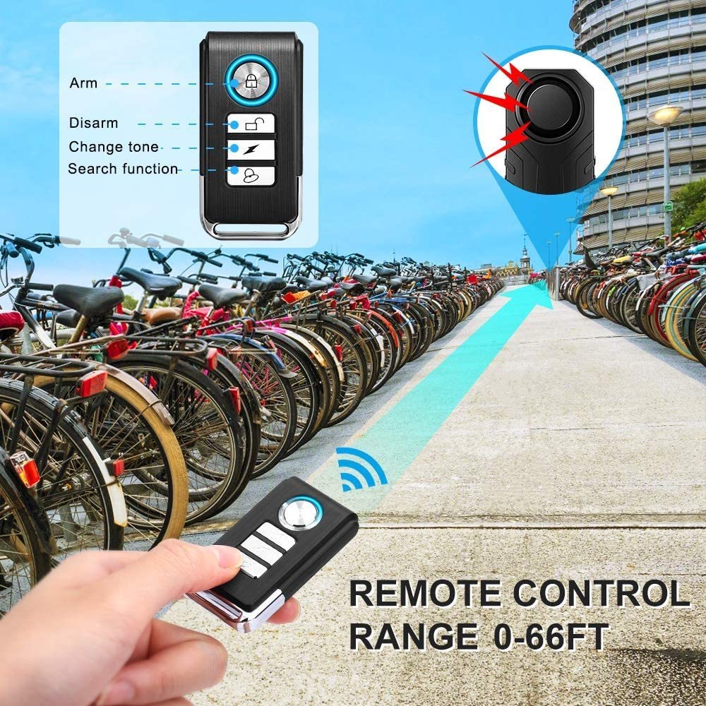 Alarm systems WSDCAM bicycle alarm Remote Control 113dB Wireless Anti Lost Remind Warning Sensor Waterproof Motorcycle Security 221025