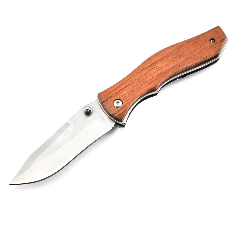 Coltello da campeggio esterno Manico in legno Coltelli pieghevoli tascabili Taglierina portatile EDC