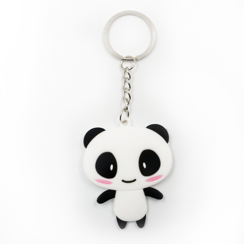 PVC Keychains Chain Chain Chain Ftening Cartoon Panda Keychain Chandejão de carro