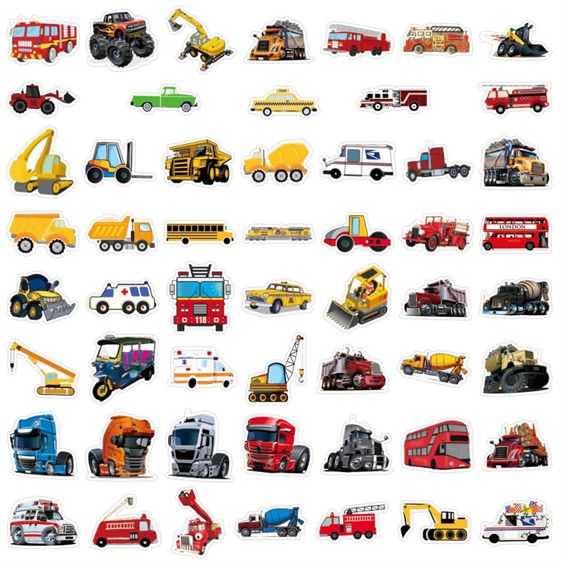 Autocollants mixtes de véhicule spécial camion, 50 pièces, Graffiti, jouet pour enfants, Skateboard, voiture, moto, vélo, vente en gros