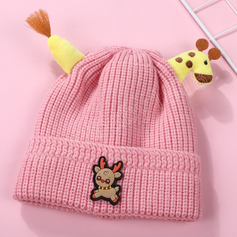 Cartoon Sika Deer Baby Cap Winter Christmas Knitted Kids Hat Warm Infant Baby Boy Girl Caps Ear Protection Children Beanie Bonnet