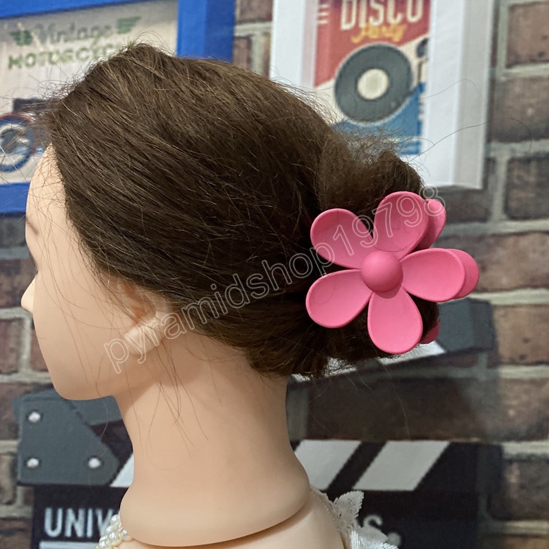 Einfarbige geometrische Blumen aus Kunststoff, Haarklammern, modische Pferdeschwanz-Haarnadeln für Mädchen, Kopfbedeckung, Fotografie-Requisiten