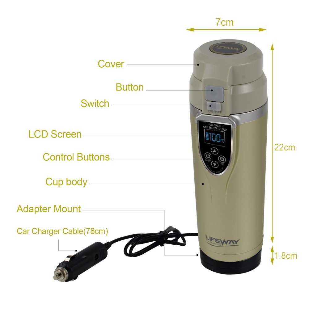 350ml Auto da viaggio Tazza riscaldante Controllo della temperatura Tazza bollente Veicolo portatile Thermos elettrico Bollitore Auto Accessoriy 1018