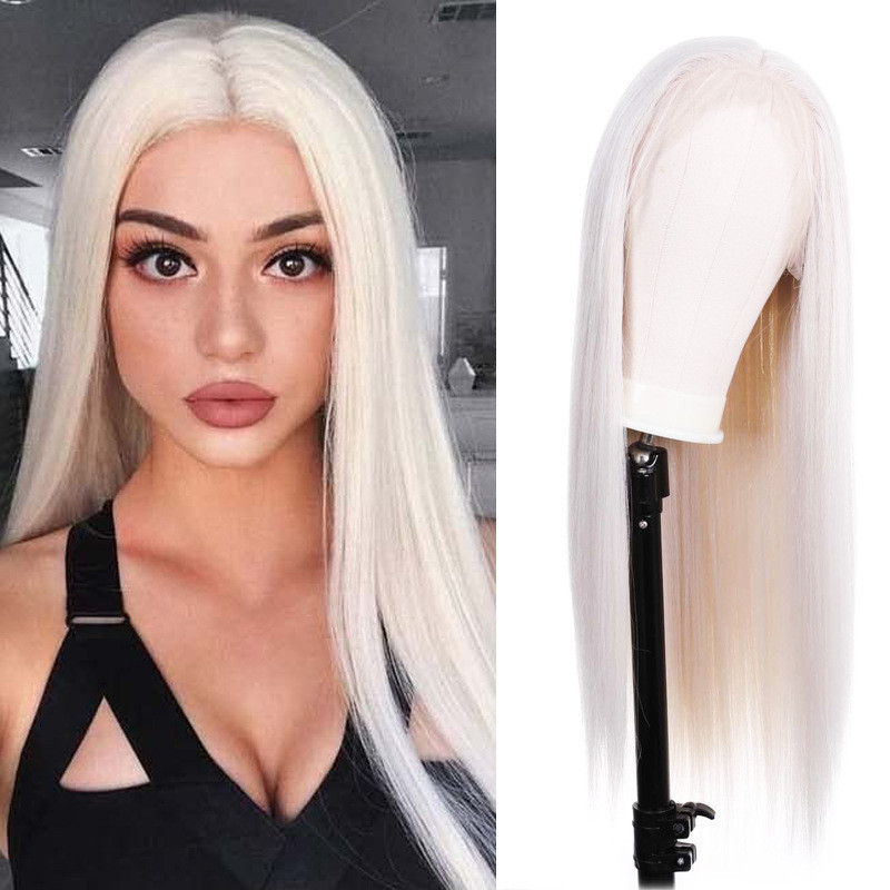 Perucas sintéticas coloridas reta de renda de renda de destaque cosplay peruca de cabelo de cabelo longo natural para womam diariamente