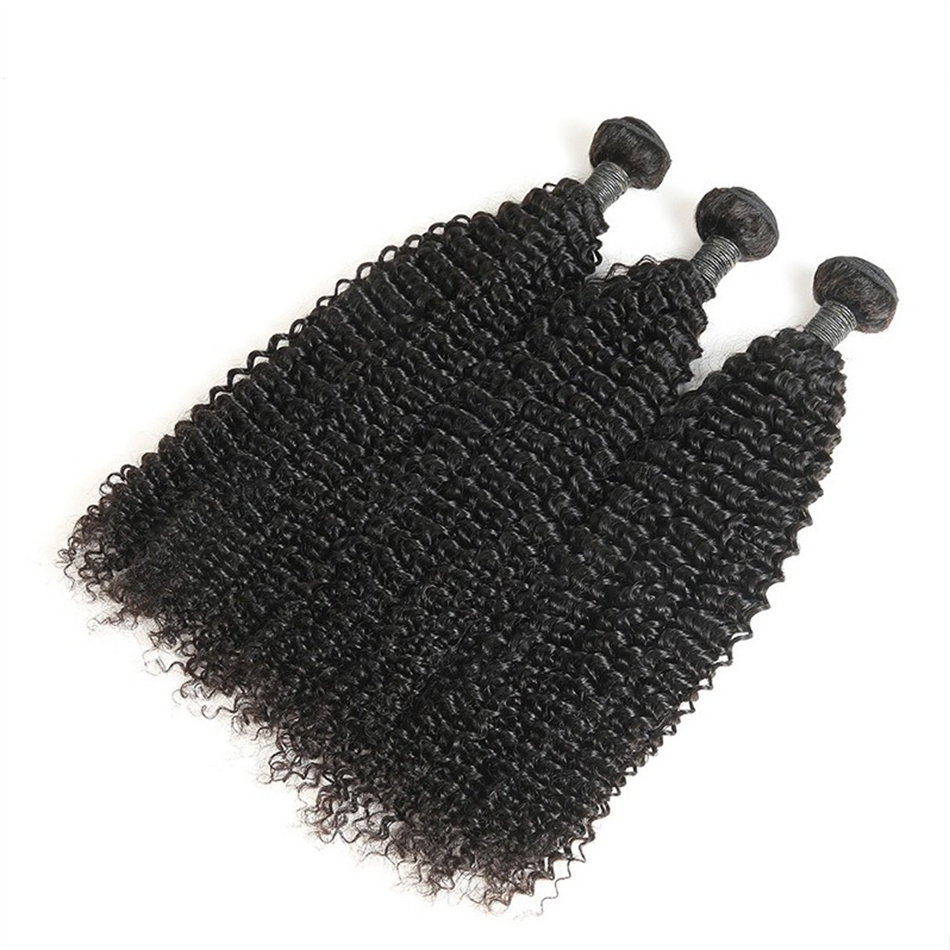 Indian Kinky Curly Hair Bundles for Black Women Natural Color Weave Remy Human Hair Extensions