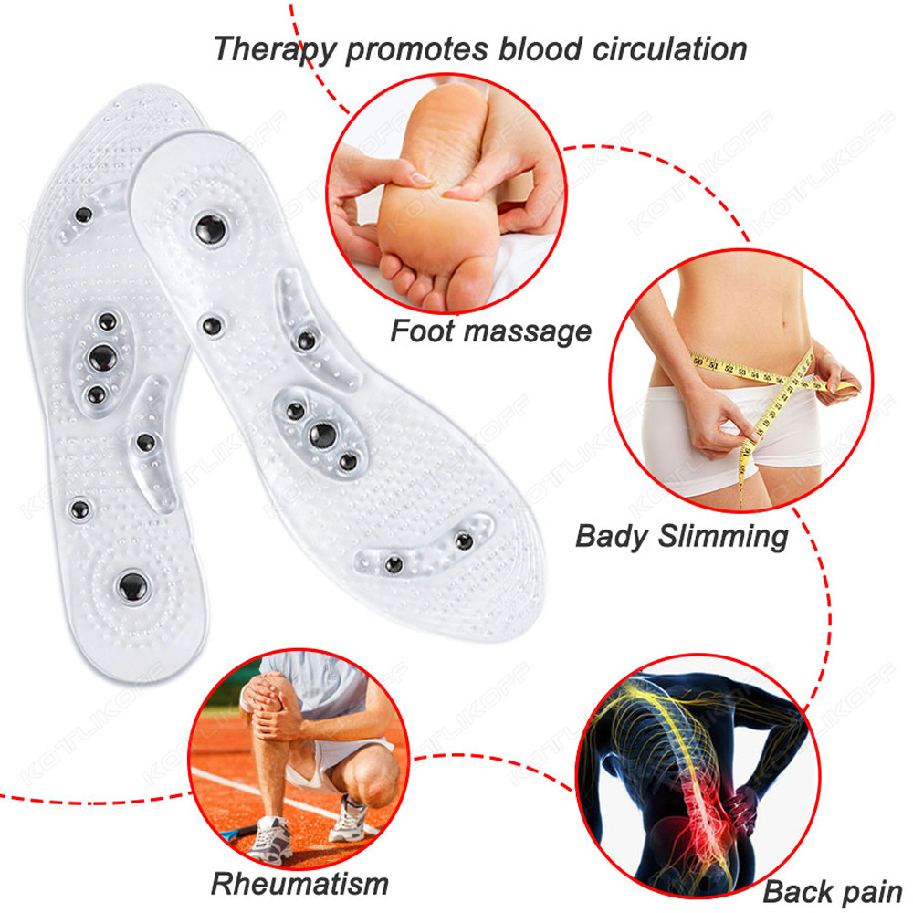 16 자석 자기 마사지 삽입 투명 마사지 발 체중 감량 슬리밍 삽입 밑창 건강 관리 신발 패드 단독 유니스x 1 쌍