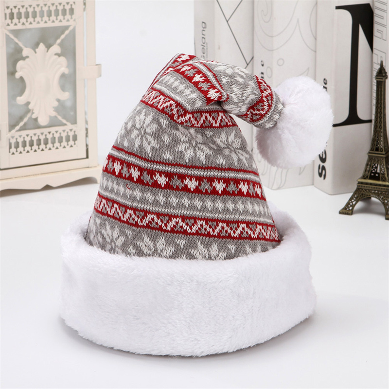 Winter Christmas Party Hats Knitted Moose Snowflake Santa Hat Keep Warm Beanie Adult Gift Unisex