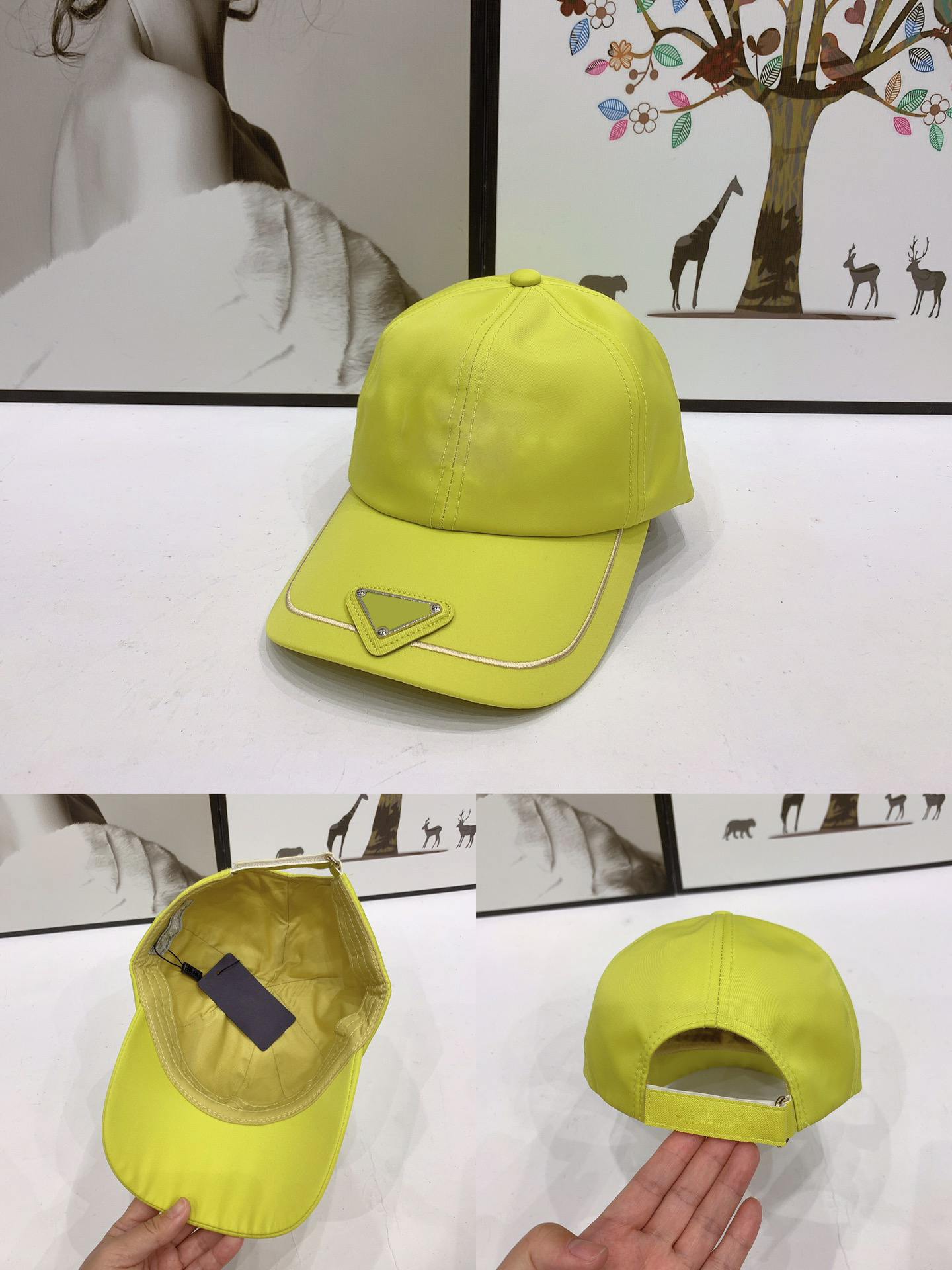 커플 디자이너 볼 캡 사탕 컬러 메탈 트라이앵글 편지 Casquette Travel Street Popogry 선물 선물 Hatsdesigner Hat4889772