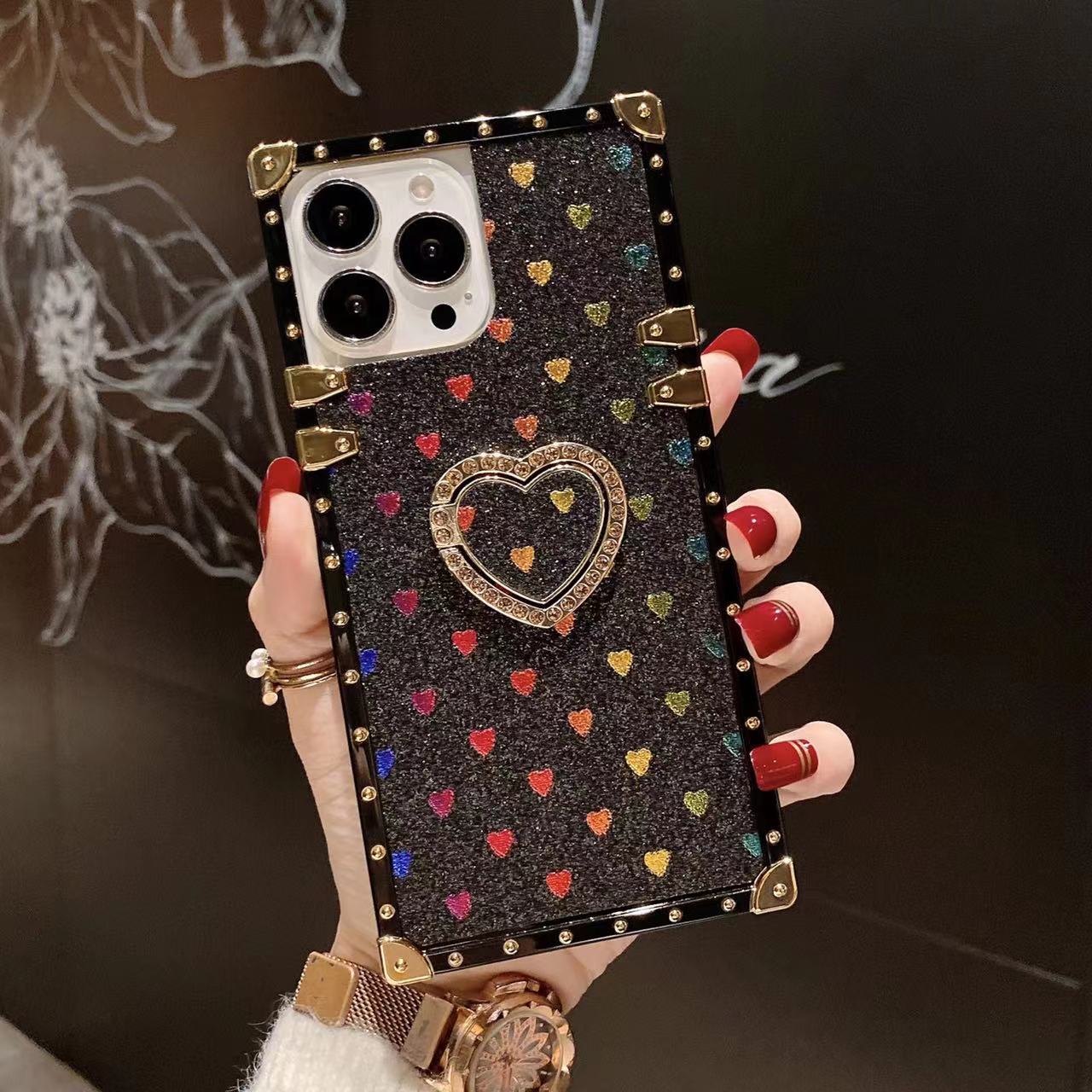 Rainbow Color Star Love Support Telefoonhoesjes voor iPhone 14 Max 13 Pro Max 11 12 13 Mini XS XR 7 8 Plus 6 Square Case Women