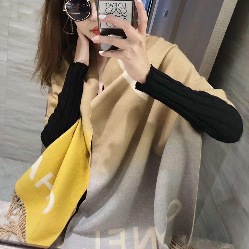 2022 Winter Poncho Shawl Cashmere C Scarf for Women Fashion Pashmina Wraps Thick Warm Female Blanket Foulard Stole292Y