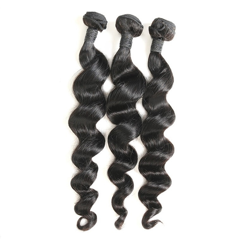 9A Mongolian Remy Human Hair Weaves 3 Bundles Loose Wave Natural Color Hair Extensions for Women