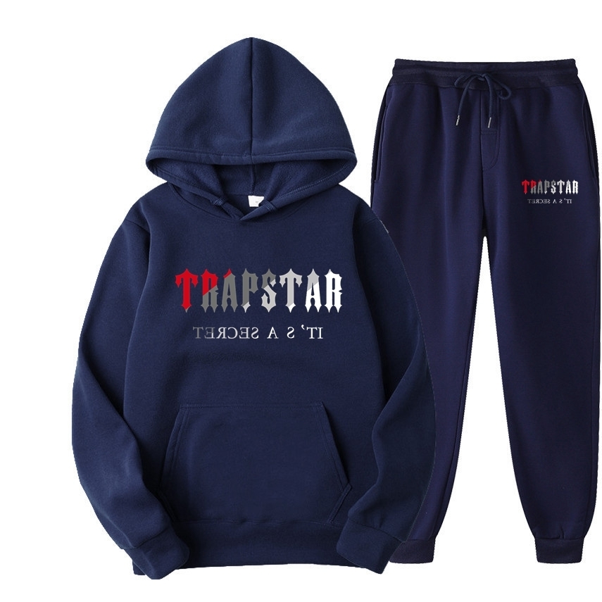 Tute da uomo FW22 Trapstar Uomo Donna Tuta Marca stampata Streetwear Abbigliamento sportivo WarmTwo Pieces Set Felpa con cappuccio Pantaloni da jogging con cappuccio 221019