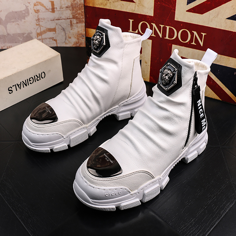 New Boots Casual Sapato plano Makasin High Top Rock Hip Hop Mix Colors For Men Chaussure Homme Luxe Marque A6