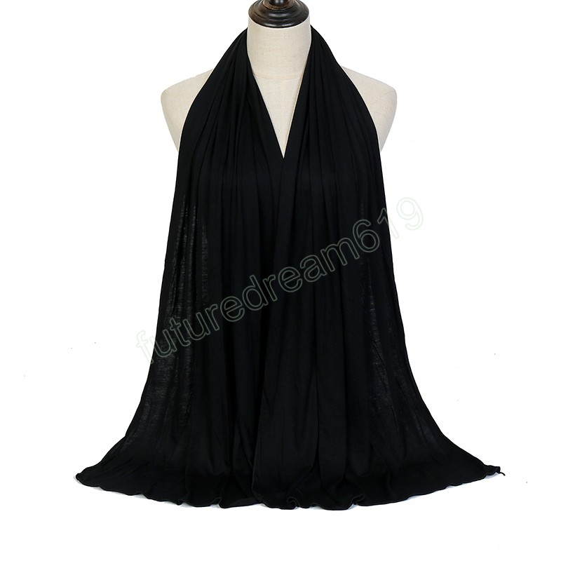 Jersey di cotone modale Sciarpa Hijab da donna Lungo scialle musulmano Pianura morbida Turbanti Foulard Avvolge le donne Fasce islamiche 170x60 cm