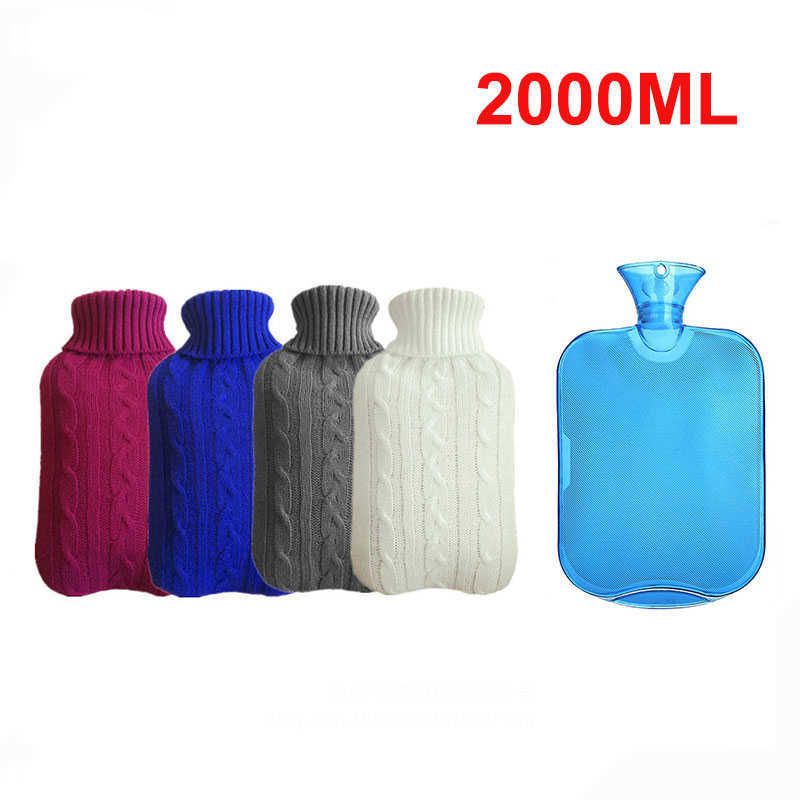 Other Home Garden 2000ML ic Rubber Transparent Hot Water Bottle 2 Liter with Knit Cover T221018