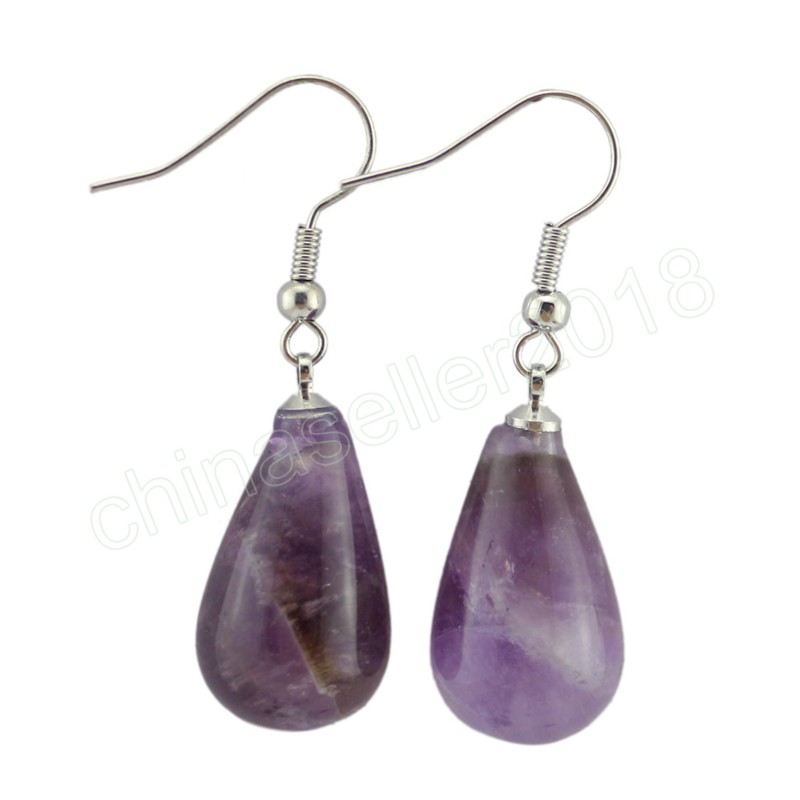 Große Tropfen-Ohrringe für Damen, modisch, natürlicher Amethyst, Quarz, Opal, Lapislazuli-Stein, Tropfen-Ohrringe