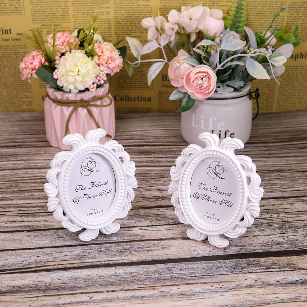 Retro Wedding Favors White Baroque Style Elliptical Picture Frame Birthday Party Decoration Gift Oval Design Place Card Holder