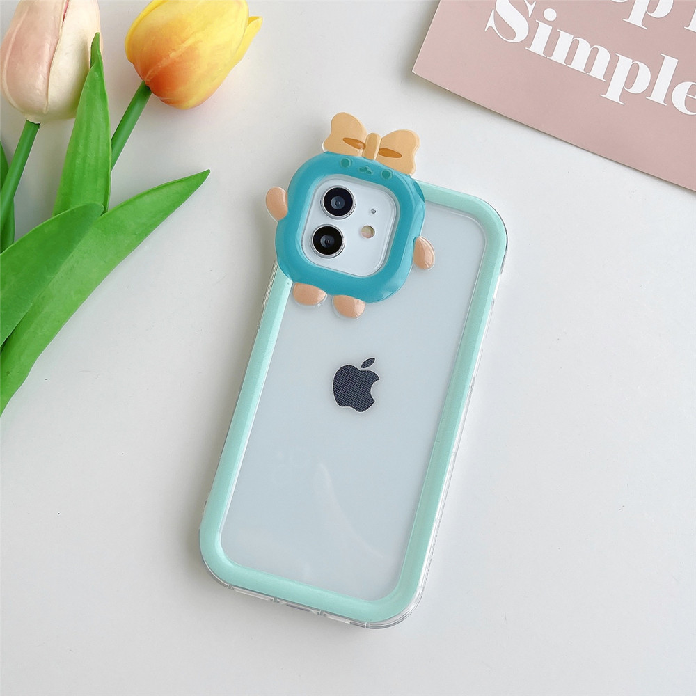 Custodie carine dal design trasparente a forma di cartone animato IPhone 15 14 13 12 11 Pro Max X XS MAX XR 8 7 plus Protezione morbida in TPU trasparente color caramella Cover posteriore prezzo di fabbrica