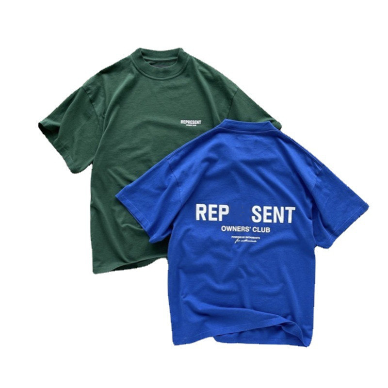 Erkek Tişörtleri Sahipleri Kulüp Basılı Mektup Kısa Kollu Yüksek Sokak Erkekler T-Shirt Gevşek Çift%100 Pamuk
