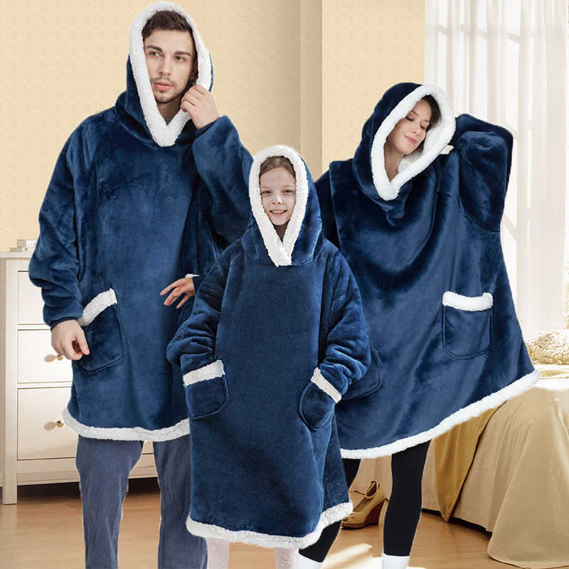 Others Apparel Warm thick TV Hooded Sweater Blanket Unisex Giant Pocket Adult and Children Fleece Weighted Blankets for Beds Travel home T221019