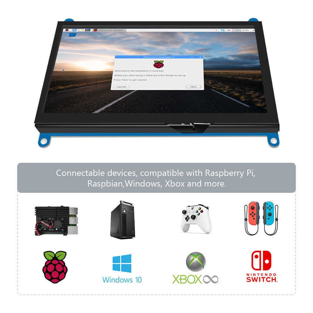 Tablet-PC steht Raspberry Pi Touchscreen-Monitor 7 Zoll HDMI-Bildschirmanzeige 1024 x 600 kompatibel mit AIDA Ras 4 3B 2B BB Black Banana W221019