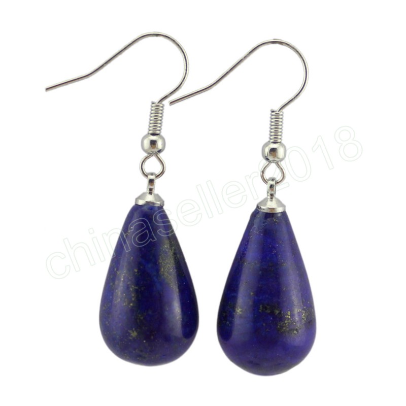 Büyük boy gözyaşı sallangısı küpeler kadın takılar moda doğal ametistler kuvars opal lapis lazuli taş damla küpeler