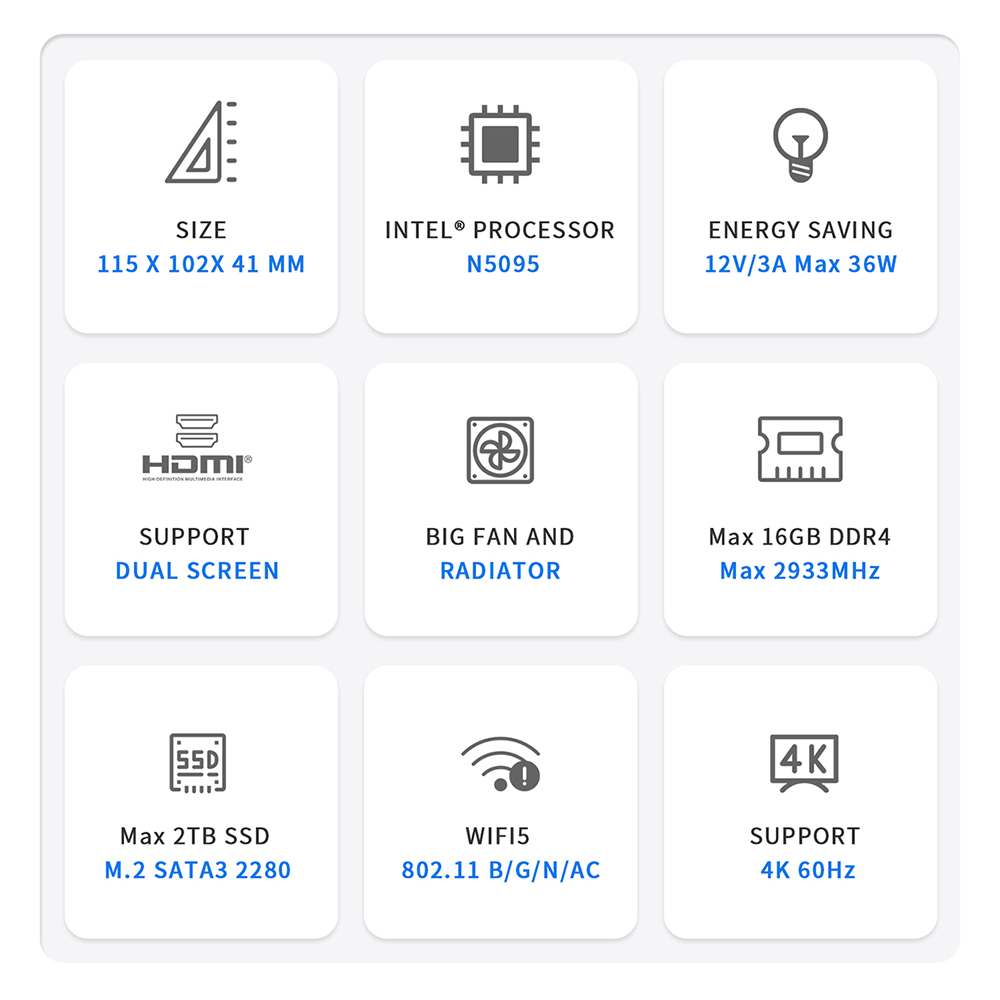 Beelink Mini S Mini PC Windows 11 Intel Celeron N5095 8GB 128GB SSD Desktop Minipc Gamer Computador vs U59 GK Mini J4125