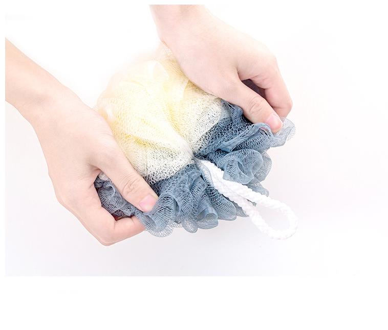 Stort mjuk badkula dusch loofah svamp pouf puff mesh skummande hudreng￶ring reng￶ringsverktyg spa kroppskrubber badrumstillbeh￶r f￤rg matchning sn4217