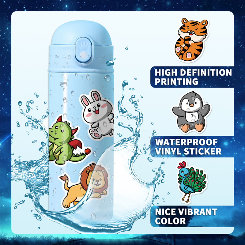 50 stks schattige dierenstickers voor kinderen tieners vinyl waterdichte sticker voor laptop bumper skateboard water flessen computertelefoon bp539