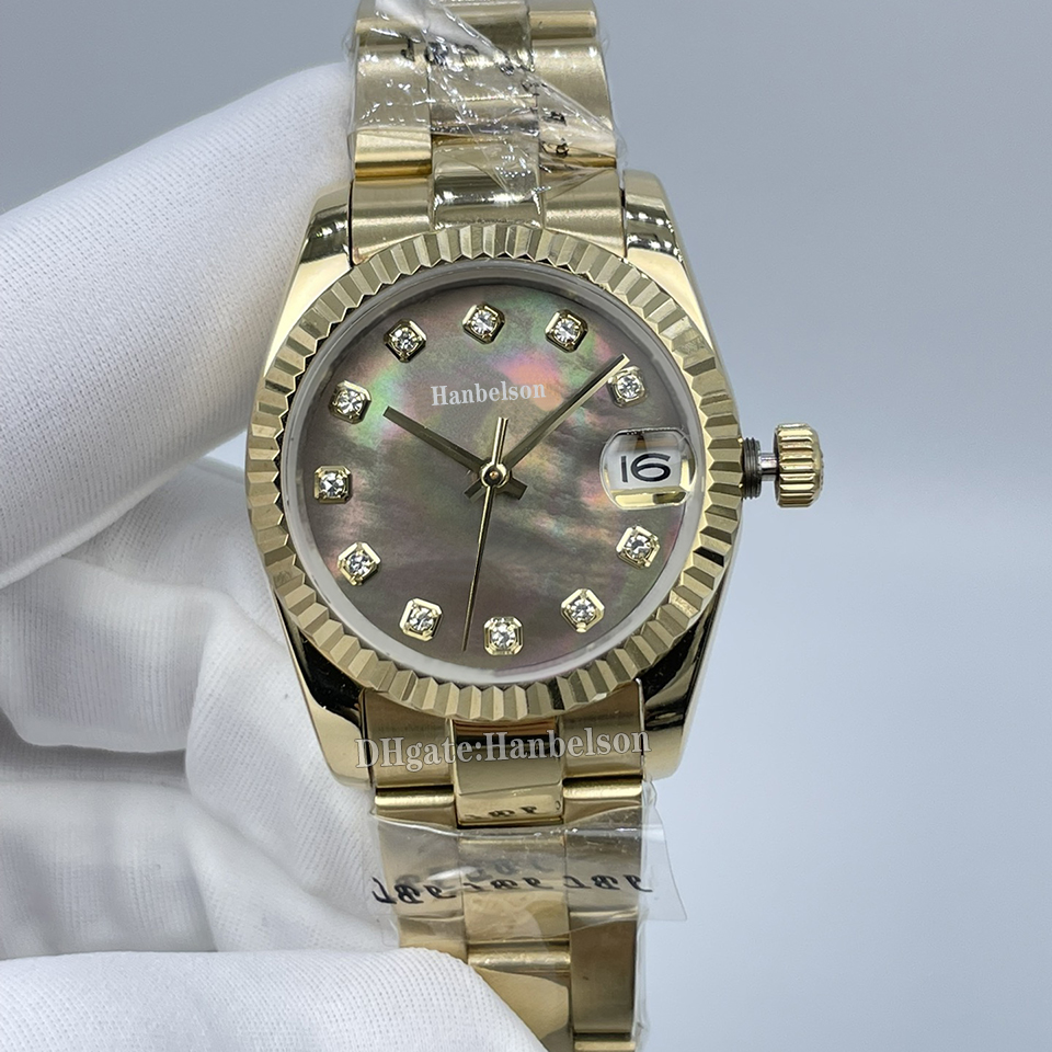 Diamond dameshorloge tweekleurig goud 36 mm zwarte schaal wijzerplaat automatisch uurwerk saffierglas cadeau dame horloges205c