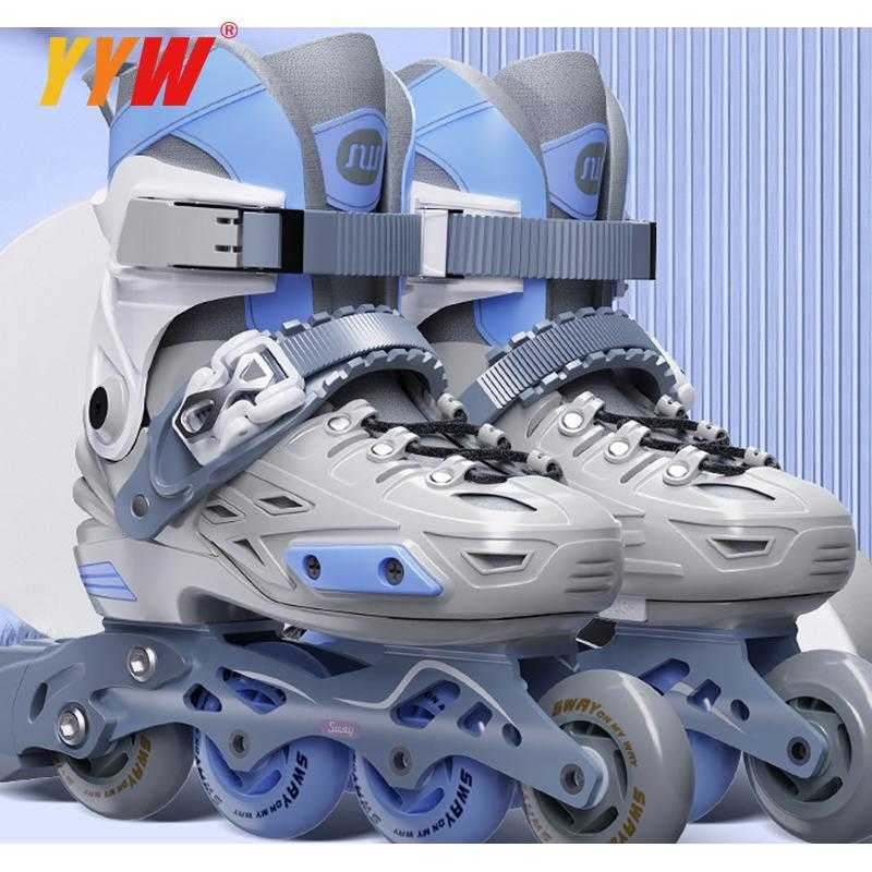 Patins de gelo Rolo amarelo roxo Rolo de crianças jovens com roda de trava de freio Tamanho ajustável Removável lavável 27-41 L221014