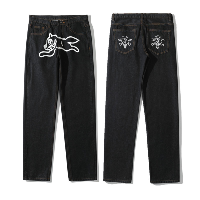 Herr Jeans Ropa Dog Print Streetwear Herr Hip Hop Baggy Jeans Byxor Y2K Kläder Raka Lösa Goth Denim Byxor Pantalones Vaqueros 221019