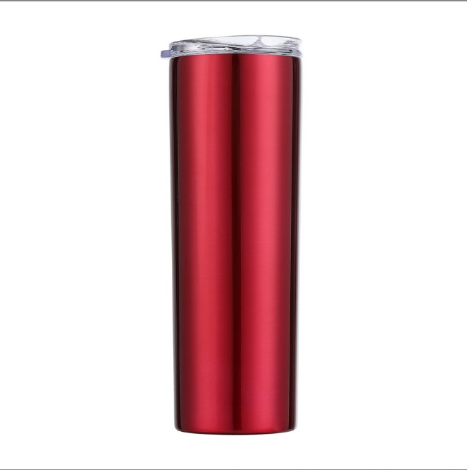 20oz Skinny Straight Tumbler Double Wall Stainless Steel Travel Mug for Wine Water Drinks with staw And Slim Proof Lid