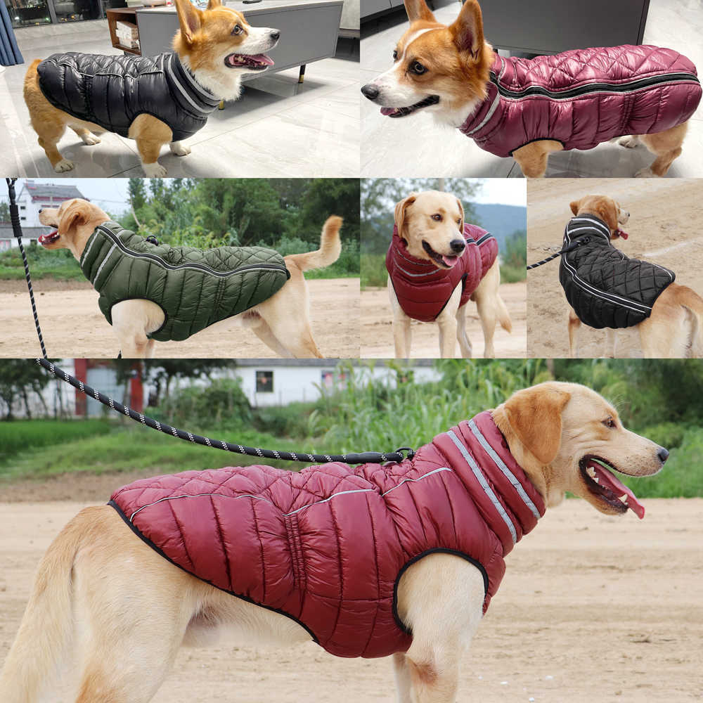 Dog Apparel Winter Thick Large Dog Clothes Waterproof Soft Warm Dog Coat Jacket Reflective Pet Clothing Vest for Medium Large Dogs Pitbull T221018