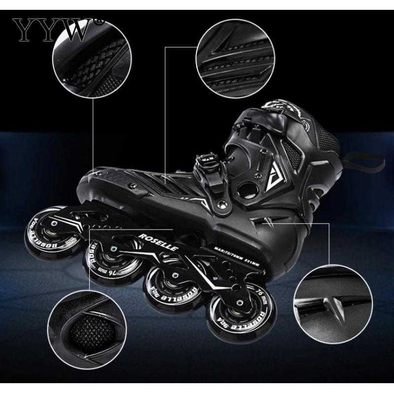 Ice Skates Professional Inline Roller Skate 4 Wheels 90A 76mm PVC 스케이팅 신발 성인 PU 고무 속도를위한 스니커즈 크기 35 ~ 47 L221014