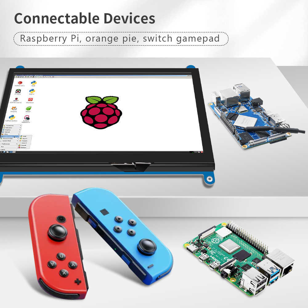 Tablet-PC steht Raspberry Pi Touchscreen-Monitor 7 Zoll HDMI-Bildschirmanzeige 1024 x 600 kompatibel mit AIDA Ras 4 3B 2B BB Black Banana W221019