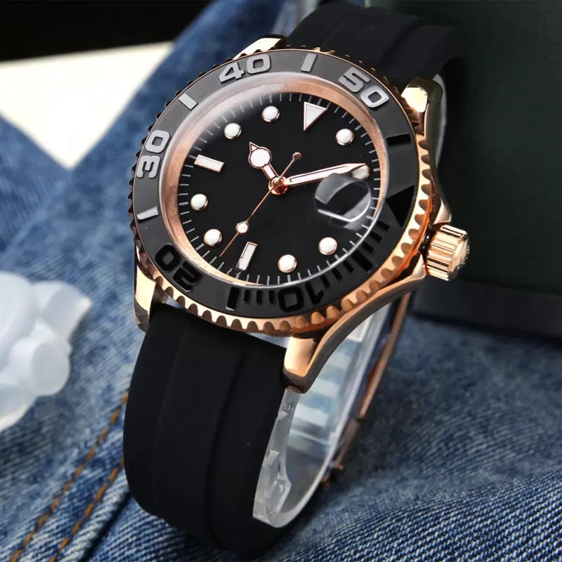 Men's Watch 40mm Black Dial Master Automatic Mechanical Watches Sapphire Glass Classic Folding Strap Super Luminous Water Res263U