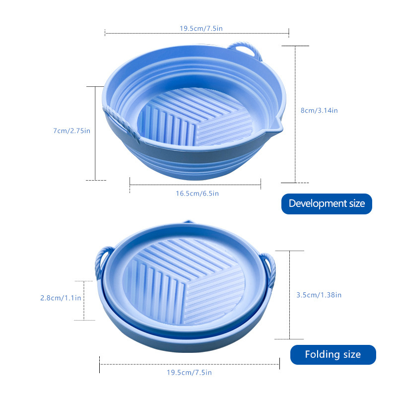 Opvouwbare luchtfriteuse siliconen pot niet -stick bakbakje gebakken pizza chips luchtfriteuse voering vervangende grill pan accessoires