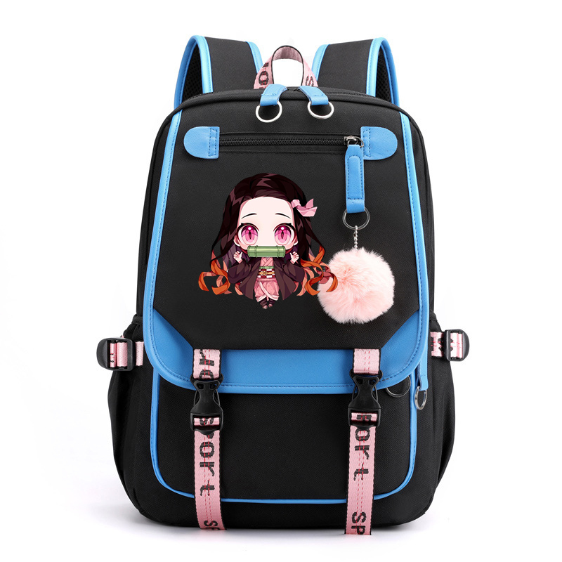 School Bags Anime Backpack Demon Slayer Nezuko Kawaii Cartoon School