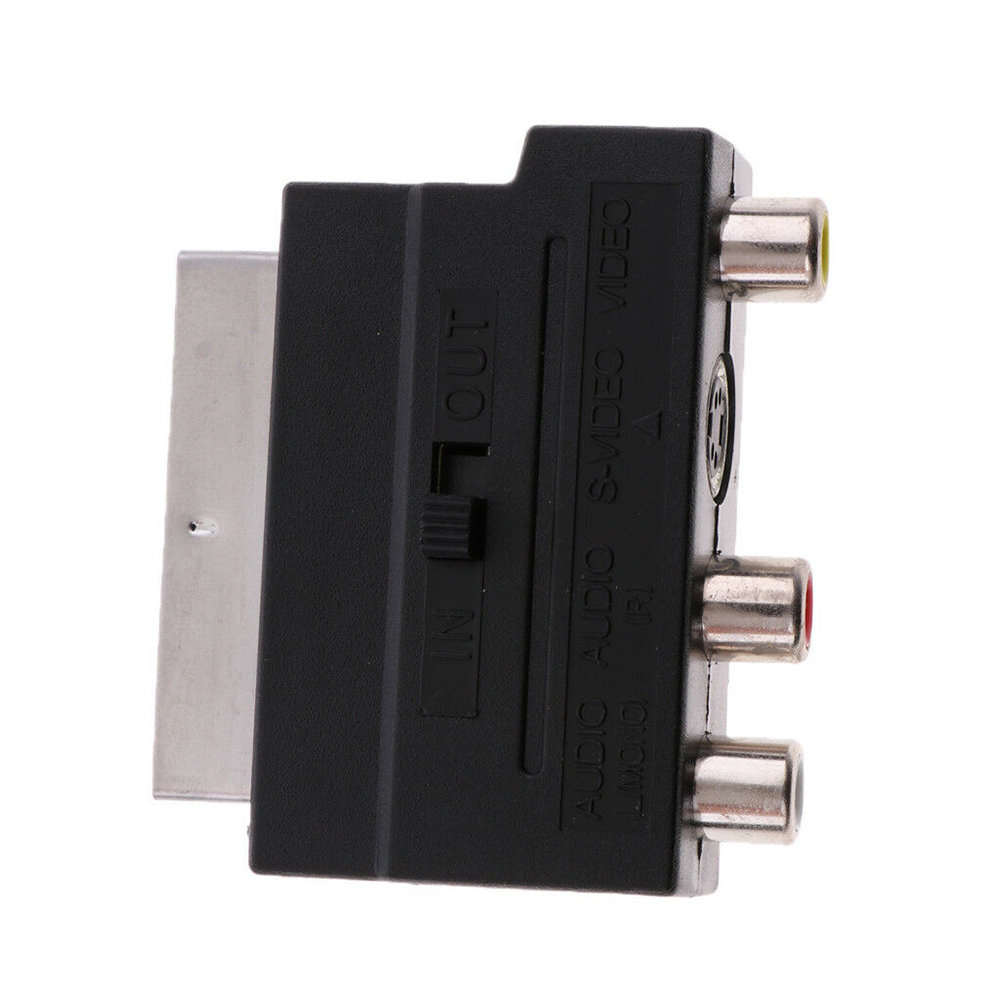 21-poliger RGB-Scart-auf-3-RCA-Adapter, Composite-RCA-SVHS-S-Video-AV-TV-Audio für Video-DVD-Recorder, Fernsehprojektor mit Ein-/Ausgangsschalter