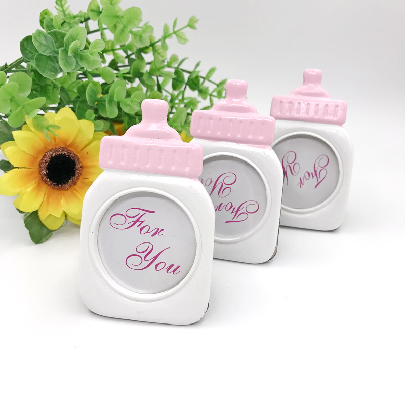50st Baby Girl Shower Favors Classic Pink Baby Bottle Picture Frames Birthday Party Decorative Place Card Holder