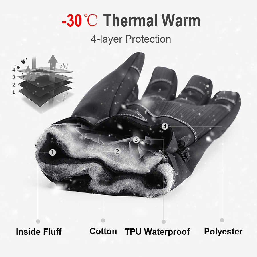 Ski Gloves NEWBOLER 100% Waterproof Winter Cycling Gloves Windproof Outdoor Sport Ski Gloves For Bike Bicycle Scooter Motorcycle Warm Glove L221017