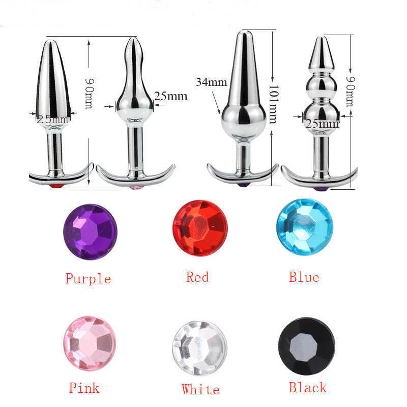 Articles de beauté Buttplug érotique jouet en acier inoxydable anal plug cristal cristal rond stimulateur de bouchon rond