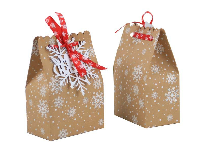 Emballage cadeau européen boîte à bonbons boîtes d'emballage de noël 6 types de cartes papier kraft de noël sac en papier flocon de neige DE843