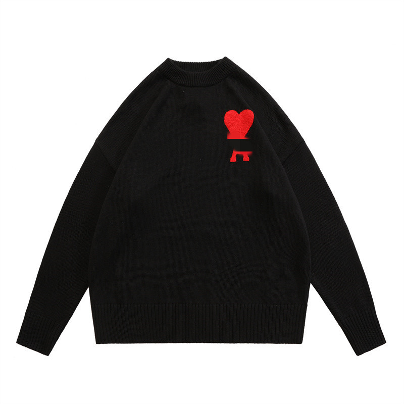 Мужские свитера любовного свитера осень и зимний французский логотип логотип с логотипом с логотипом сердца круглый щип