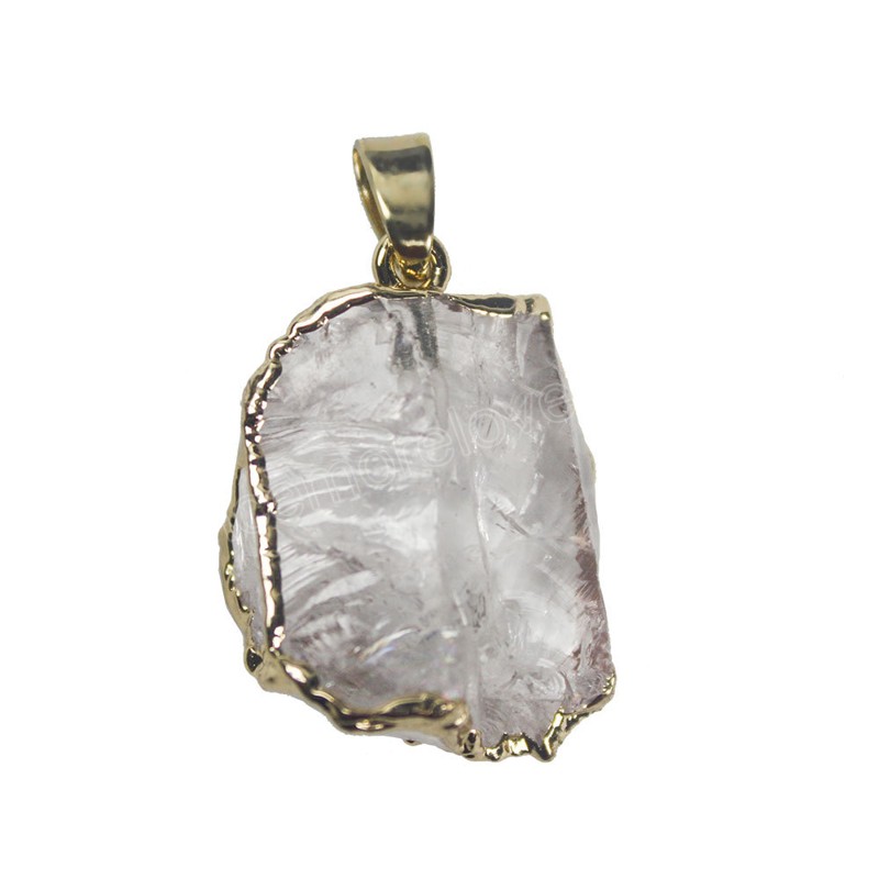 Reiki bijoux de guérison breloques pendentifs en cristal coloré roche brute pierre minérale pendule irrégulier pendentif en pierre de Quartz naturel pour les femmes