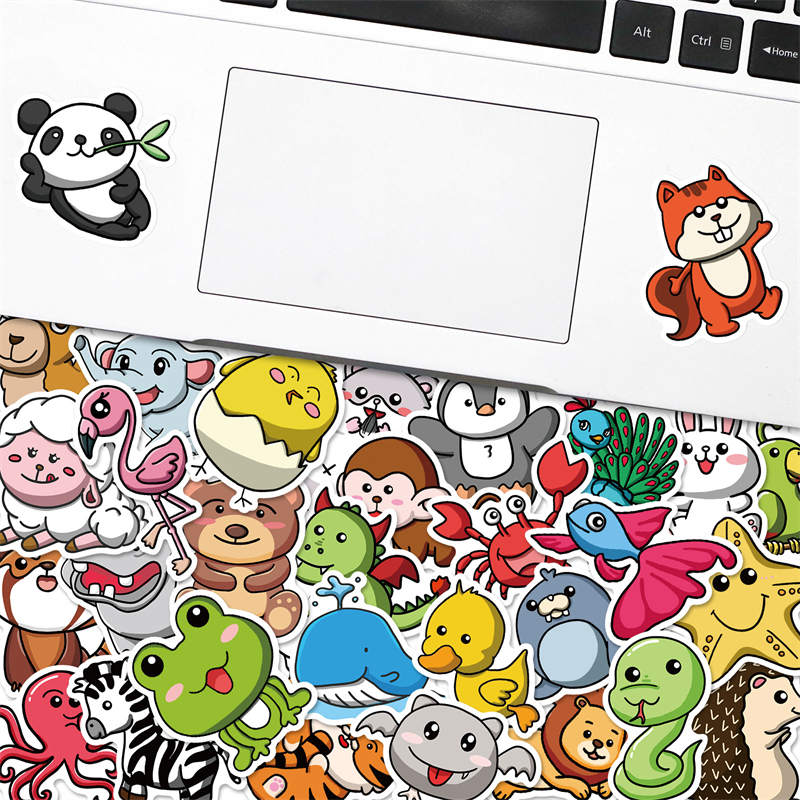 50 stks schattige dierenstickers voor kinderen tieners vinyl waterdichte sticker voor laptop bumper skateboard water flessen computertelefoon bp539