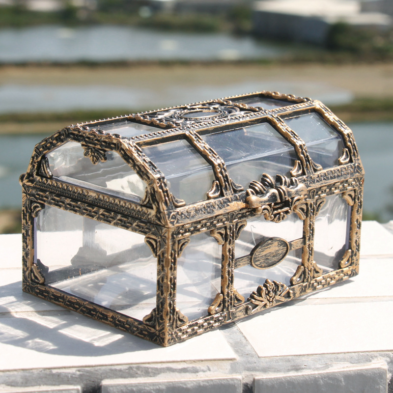 Retro plast Transparent Pirate Treasure Box Party Supplies Crystal Gem Jewelry Storage Organizer Trinka Keepsake Treasure ZXF20